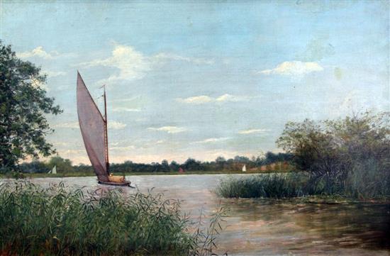 H. Howard Hay barge on the Norfolk Broads, 20 x 30in.